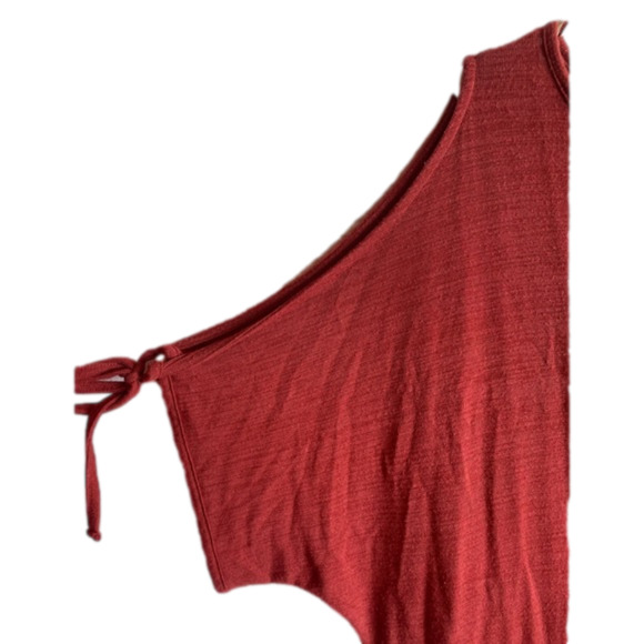 PLUS size George 3X rust coloured short sleeve top cut out style tie up sleeves - Picture 3 of 5